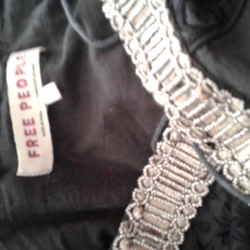 Free People, beautiful Black with Sliver Trim Jacket - Picture 10 of 11